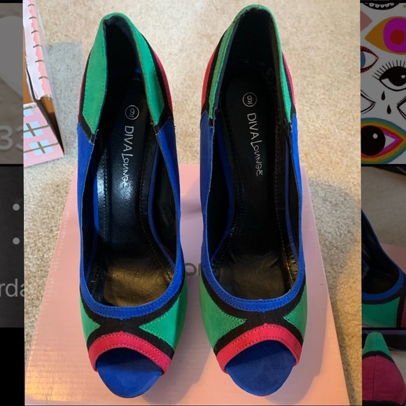 Color Block Platform Heels - Picture 4 of 5